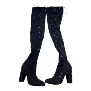Olivia Ferguson Sparkling Black Over-the-Knee Boots